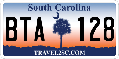 SC license plate BTA128