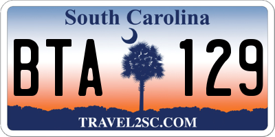 SC license plate BTA129