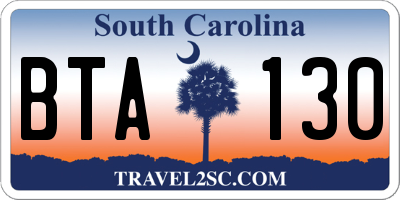 SC license plate BTA130