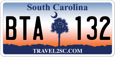 SC license plate BTA132