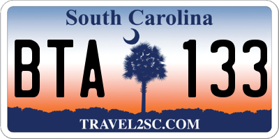 SC license plate BTA133