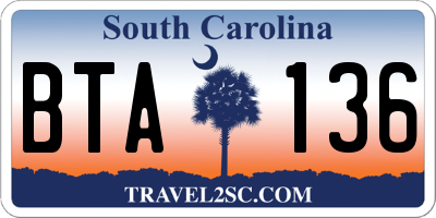 SC license plate BTA136