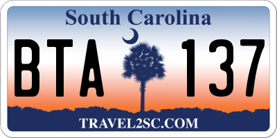 SC license plate BTA137