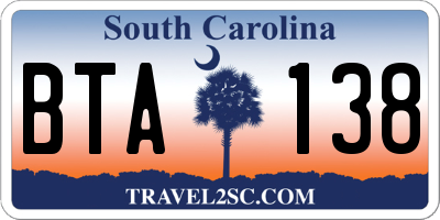 SC license plate BTA138