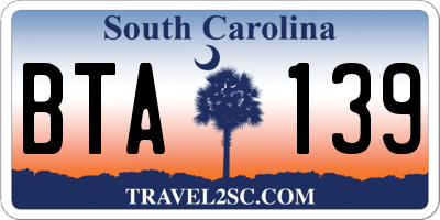 SC license plate BTA139