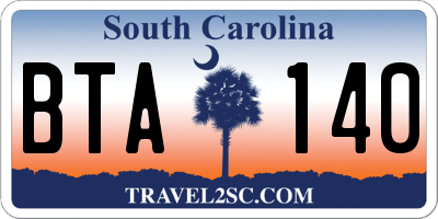 SC license plate BTA140