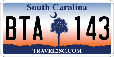 SC license plate BTA143