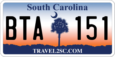 SC license plate BTA151