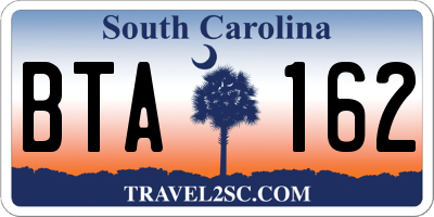SC license plate BTA162