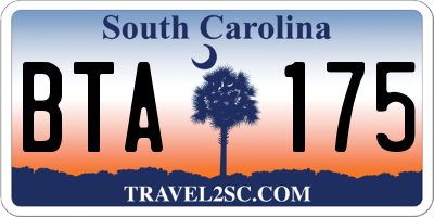 SC license plate BTA175
