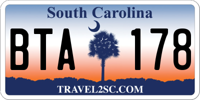 SC license plate BTA178