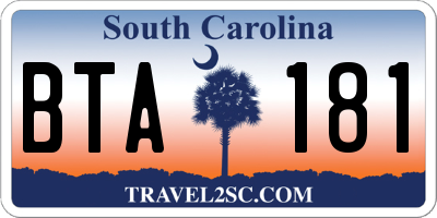 SC license plate BTA181