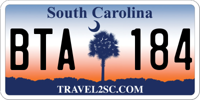 SC license plate BTA184