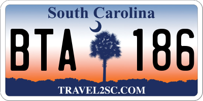 SC license plate BTA186