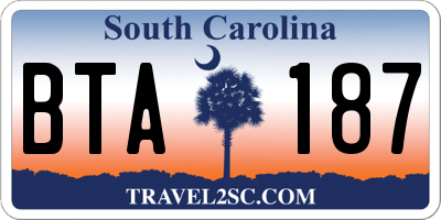 SC license plate BTA187
