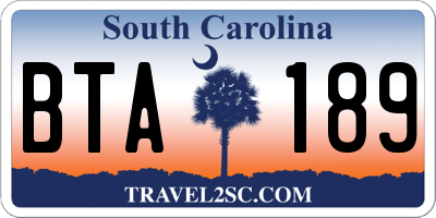SC license plate BTA189