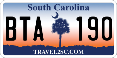 SC license plate BTA190