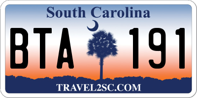 SC license plate BTA191