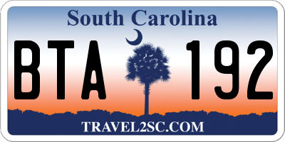 SC license plate BTA192