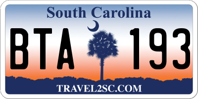 SC license plate BTA193