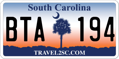 SC license plate BTA194