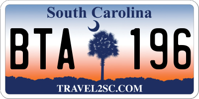 SC license plate BTA196