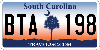 SC license plate BTA198