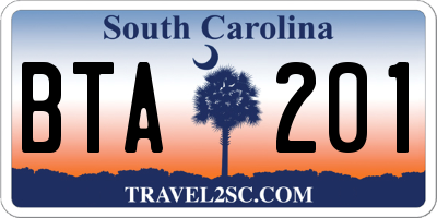 SC license plate BTA201