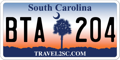 SC license plate BTA204