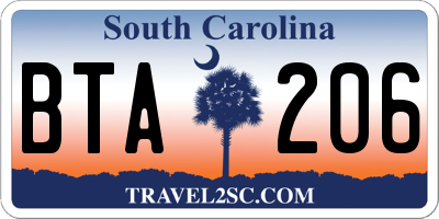 SC license plate BTA206