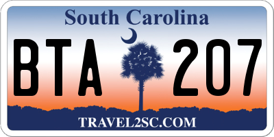 SC license plate BTA207