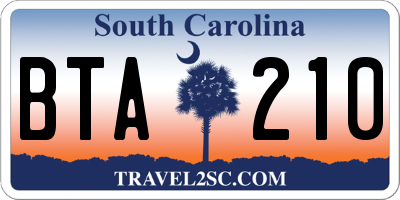 SC license plate BTA210