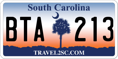 SC license plate BTA213