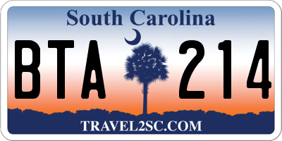 SC license plate BTA214