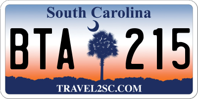 SC license plate BTA215
