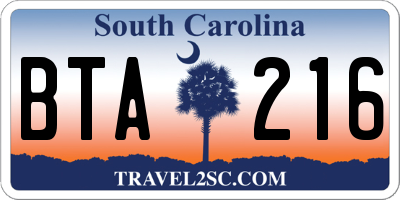 SC license plate BTA216
