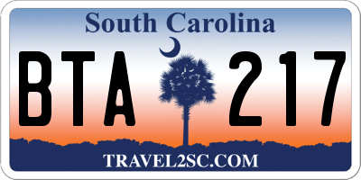 SC license plate BTA217