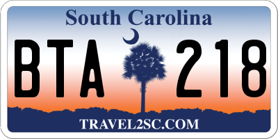 SC license plate BTA218