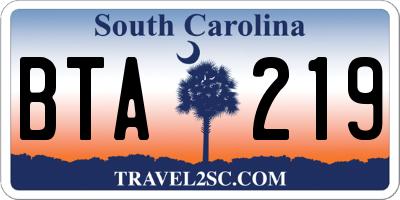 SC license plate BTA219