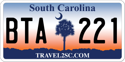 SC license plate BTA221