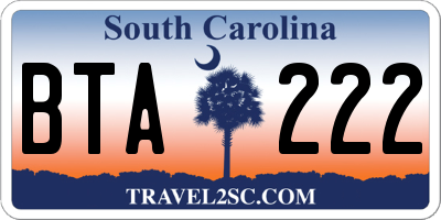 SC license plate BTA222