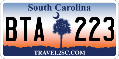 SC license plate BTA223