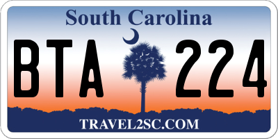 SC license plate BTA224