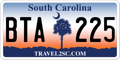 SC license plate BTA225