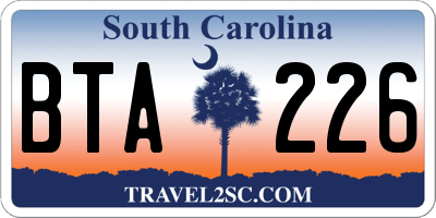 SC license plate BTA226
