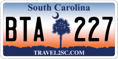 SC license plate BTA227