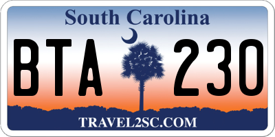 SC license plate BTA230