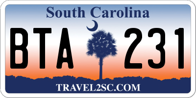 SC license plate BTA231