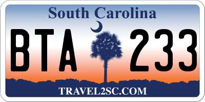 SC license plate BTA233