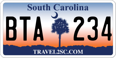 SC license plate BTA234